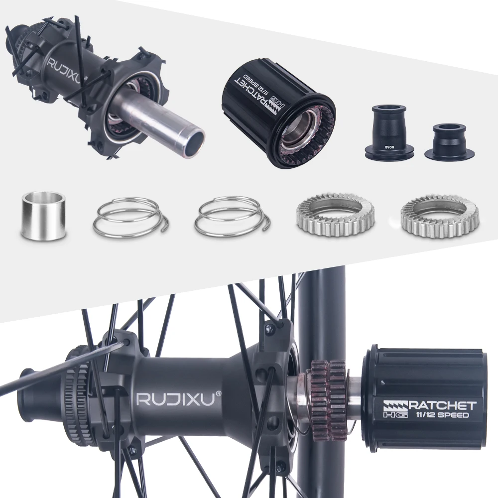 Фото Карбоновые колеса 700C 36T Ratchet Deep 32 37 46 75 мм для шоссейных и гравийных велосипедов, дисковые тормоза, 100x12 142x12, без бренда №5