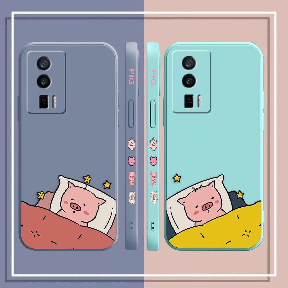 Case For Redmi K60E K60 K50 K40S K40 K30 K20 12C 10C 9A 9 8 10X 10A Pro 4G 5G Gaming Case Fundas Shell Cute Cartoon Pink Piggy