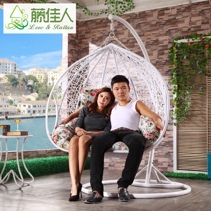 

Balcony Double Two Seat Wicker Rattan Hanging Egg Chair