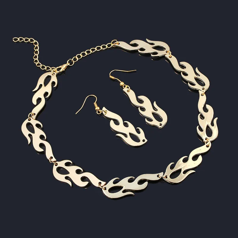 

New Flame Hip-hop Necklace European and American Men and Women Domineering 3-piece Jewelry Trend Dark Ladies Punk Accessories