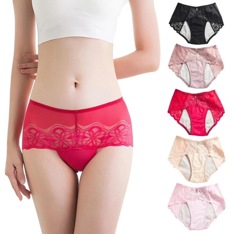

Panties Women Solid Laciness Cotton Briefs For Lady Lace Mid Waist Breathable Panties Intimates Lingerie Female Sexy Knickers