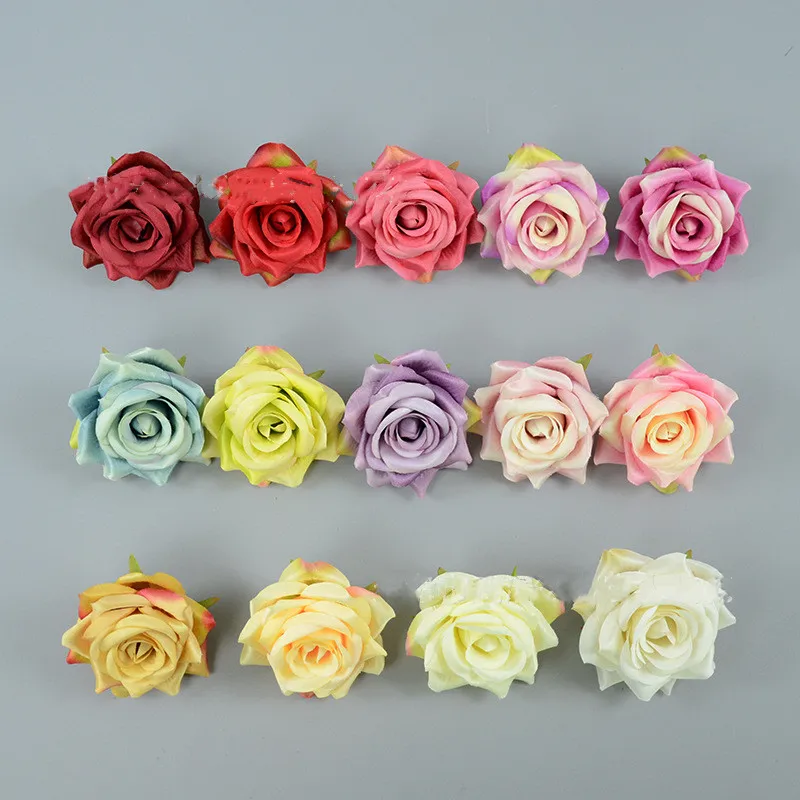 

50Pcs 14Colors 8CM Artificial Silk Painting Rose Flower Heads For Wedding Wall Bouquet Party Home Decoration DIY Hat Accessories