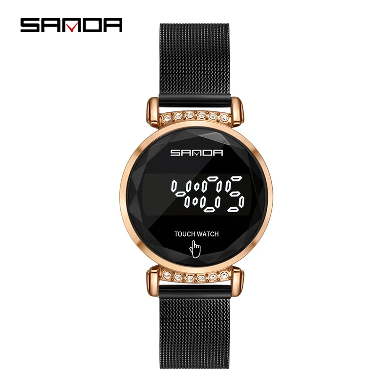 

SANDA New Magic Color Touch Watches Women Electronic Digital Display Retro Style Clock Women's Relogio Masculin Reloj Hombre8007