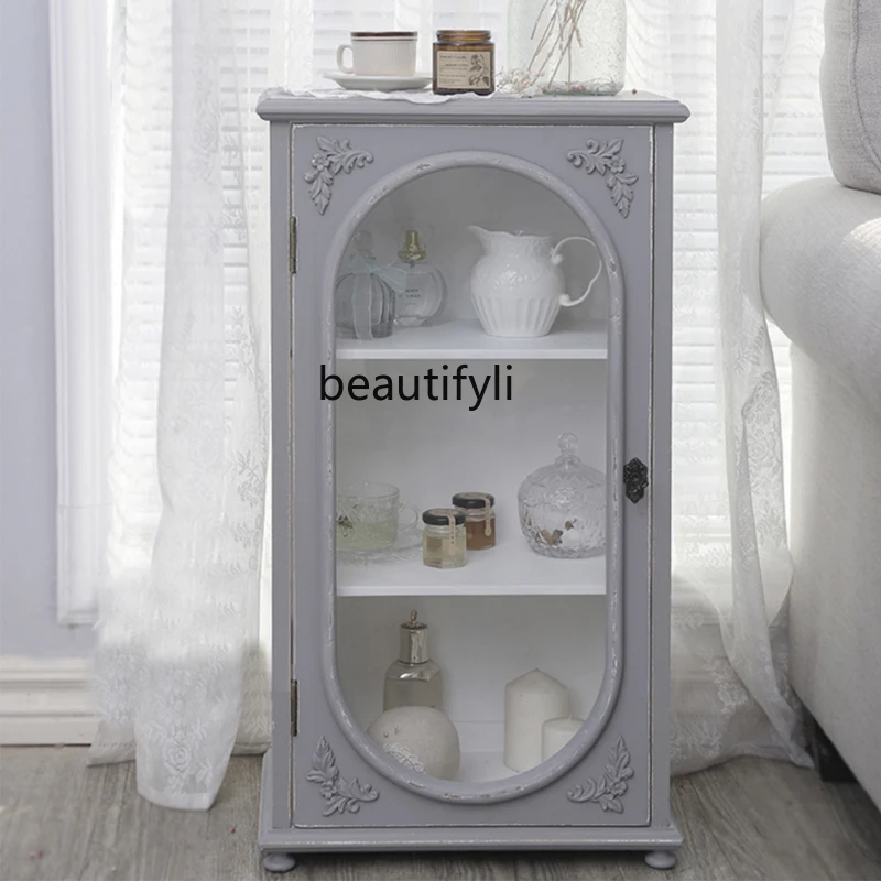 

GY французское винтажное стильное овальное стекло из твердой древесины с маленьким замком, прикроватный входной шкаф для дивана