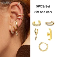 crmya gold silver filled earrings set for women vintage cz zircon fake piercing ear clips stud drop earrings 2022 women jewelry