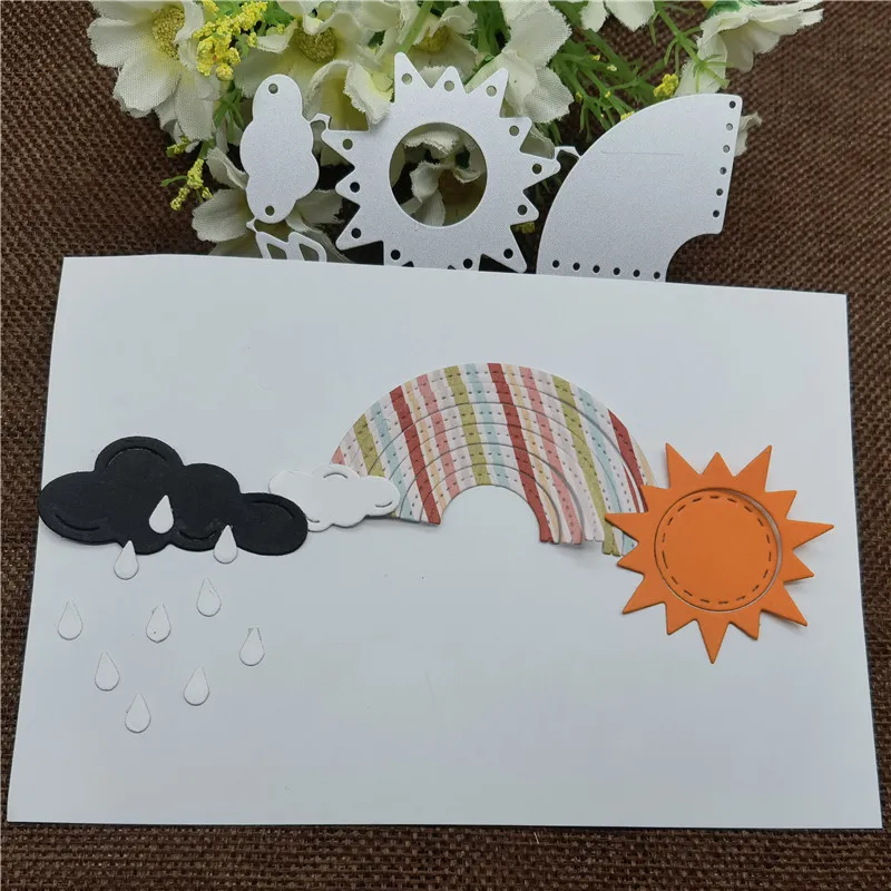 Металлические штампы rainbow sun, форма, круглое отверстие, этикетка, этикетка, скрапбукинг, бумажный нож, форма, лезвие, перфоратор, трафареты, штампы