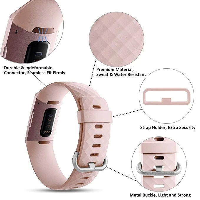 Silicone Strap For Fitbit Charge 4 Strap With TPU Full Screen Protector Case Replacement Watchband For Fitbit Charge 3 Strap