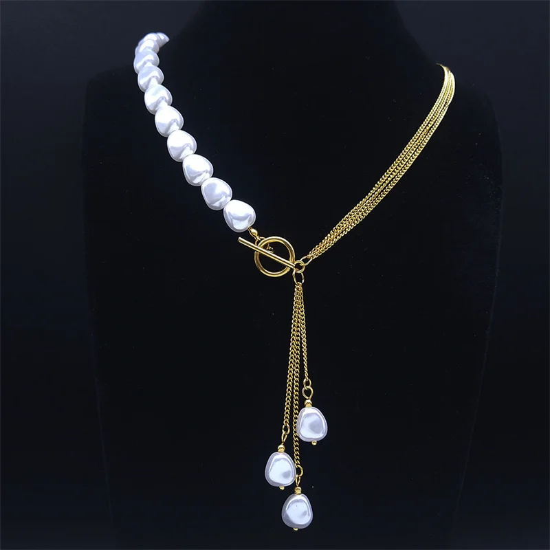 Ожерелье с длинной кисточкой и искусственным жемчугом в стиле барокко