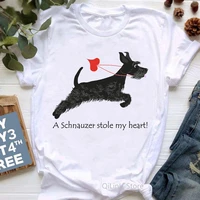 a schnauzer stole my heart funny graphic t shirts women summer white short sleeve casual t shirt ladys girls top dog lover gift