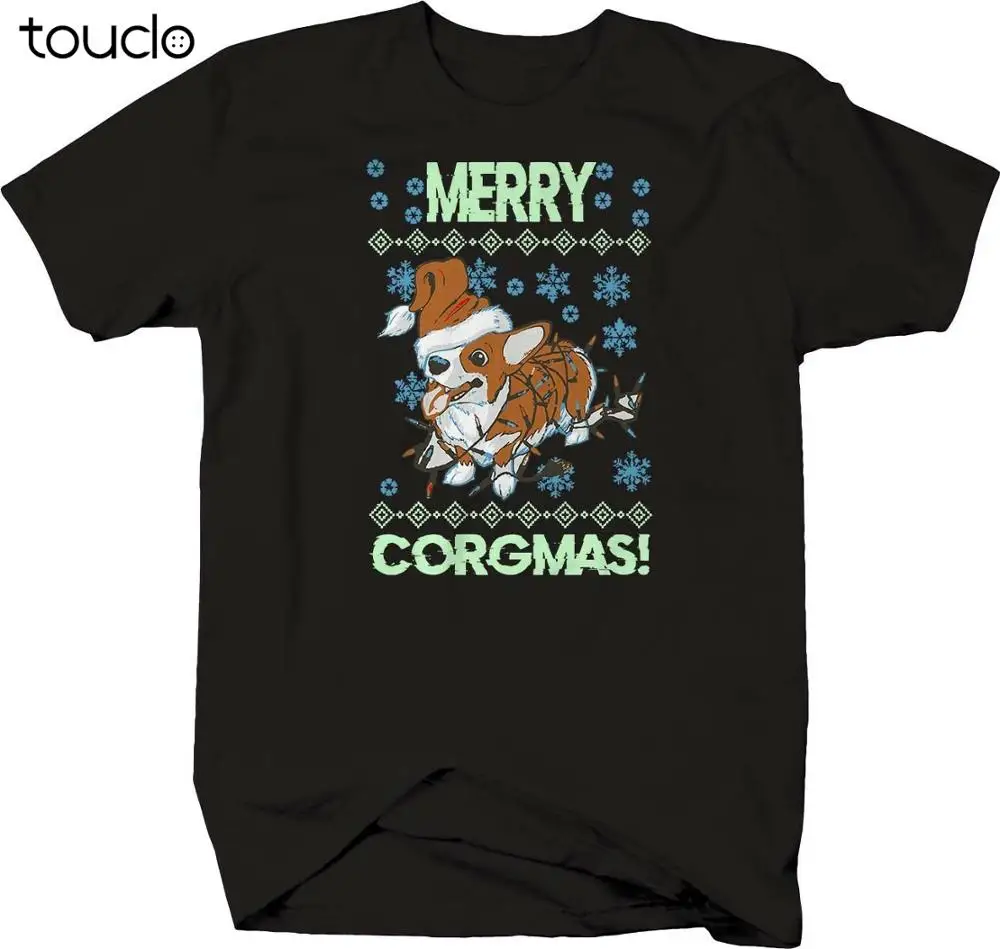 

Рождественская футболка Corgi Corgmas Dog Santa Hat унисекс