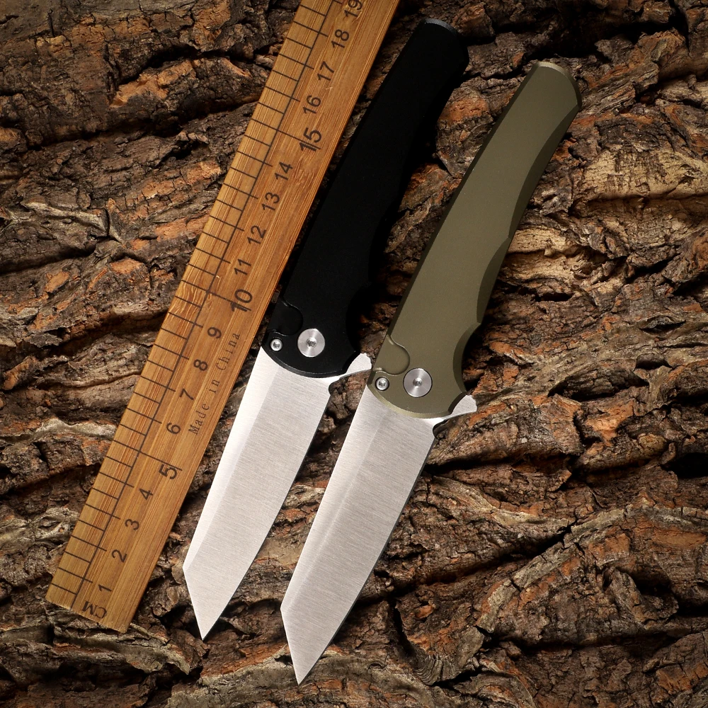 

Карманный складной нож ProTech Malibu, с алюминиевой ручкой, с шарикоподшипниками и флиппером, 20CV, для кемпинга, охоты, выживания, повседневного использования