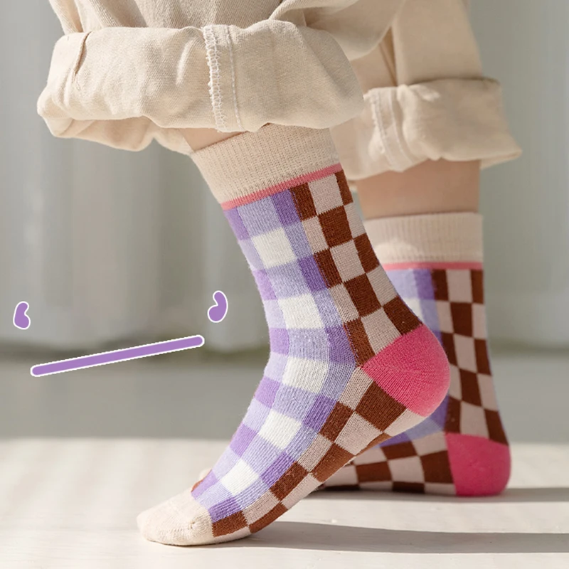 Новые весенние Разноцветные носки из чесаного хлопка три пары Имитация