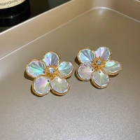 light luxury atmosphere exaggerated shell flower big earring unique design sense fashion personality earring