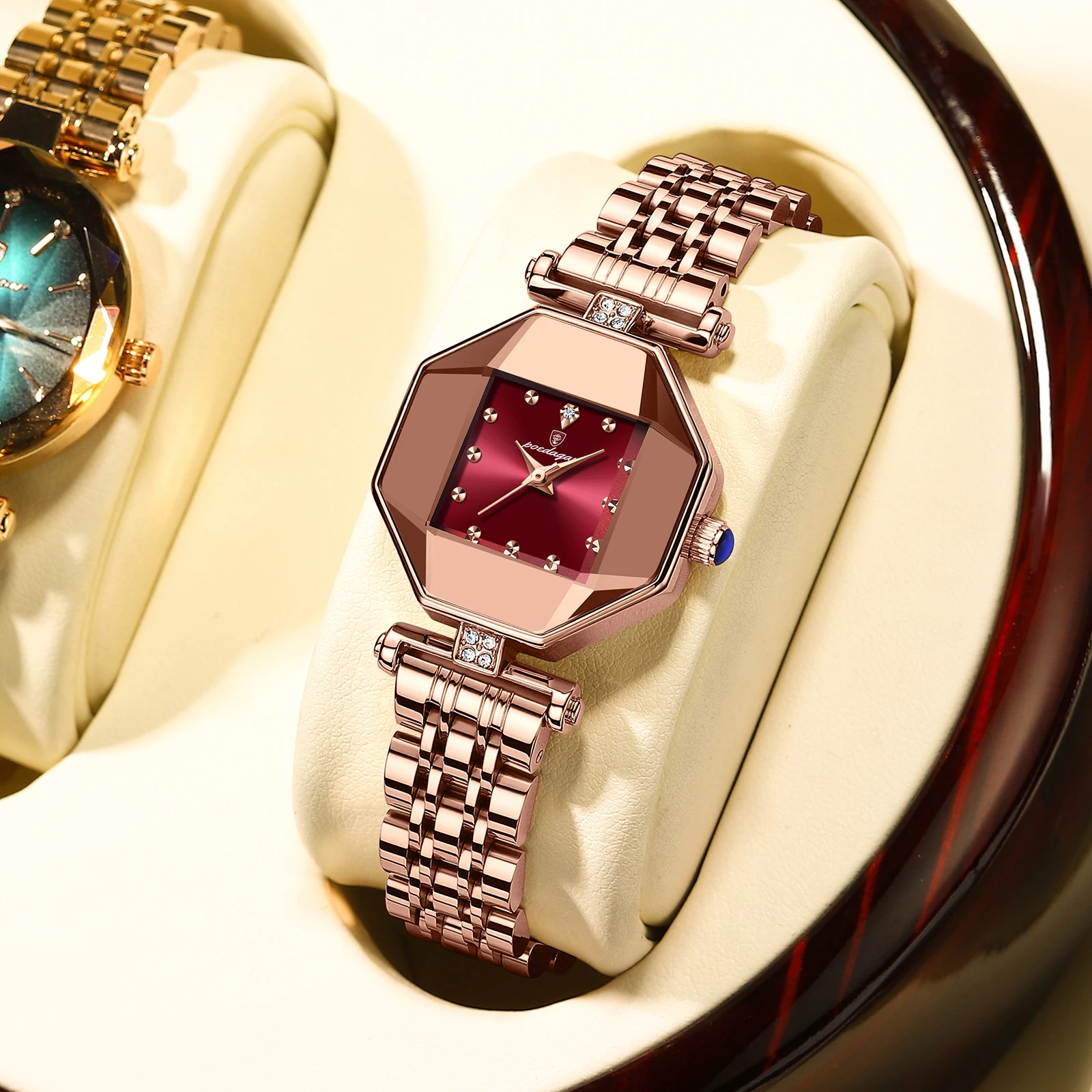 POEDAGAR Women Watch Fashion Luxury Stainless Stain Waterproof Quartz Watches Swiss Top Brand Rose Gold Ladies Wristwatch Gift enlarge