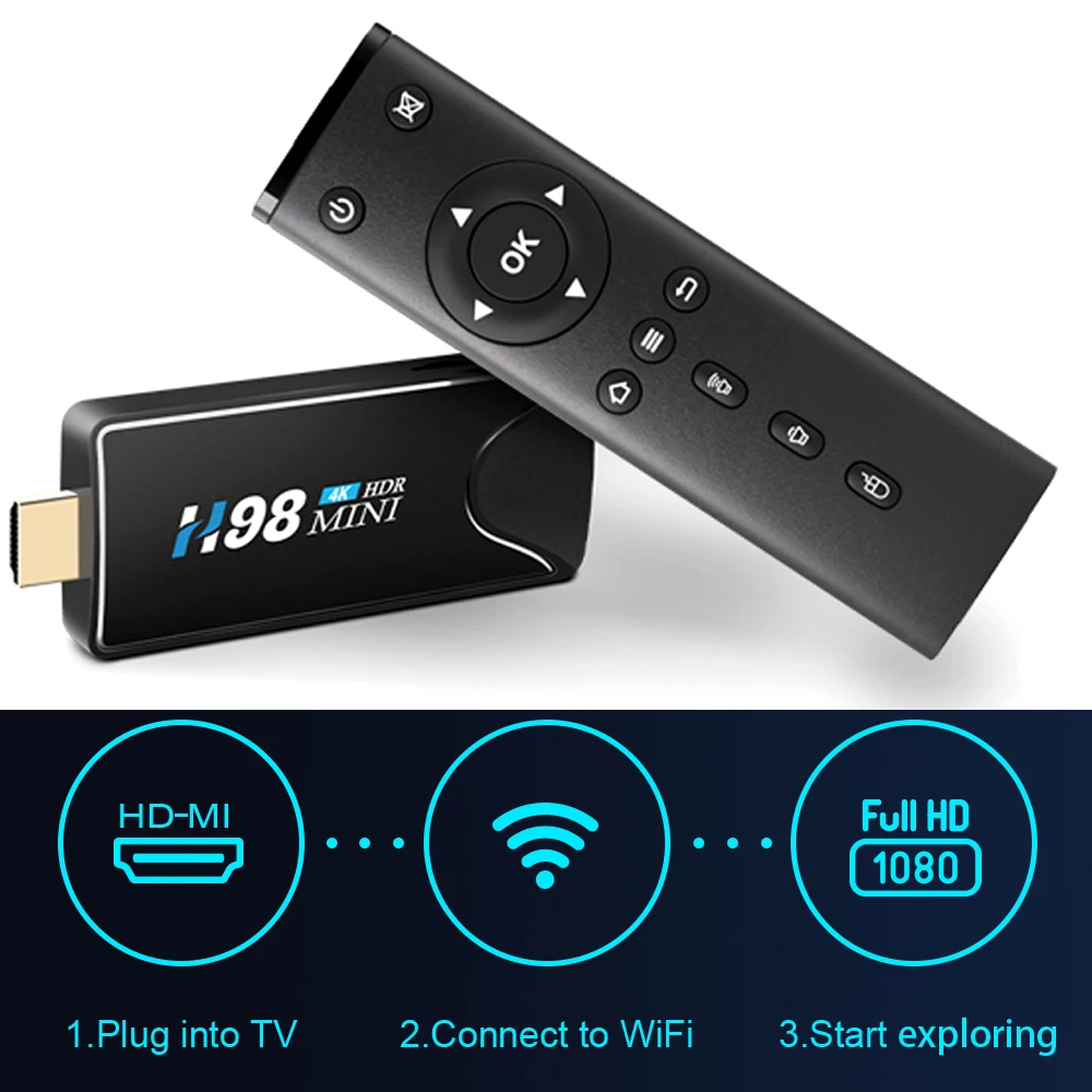 H98 MINI BT Wireless TV Stick Allwinner H616 4G 32G 4K 3D HD Smart TV Box Android 10 2.4G 5.8G WIFI Global Version Media Players images - 6