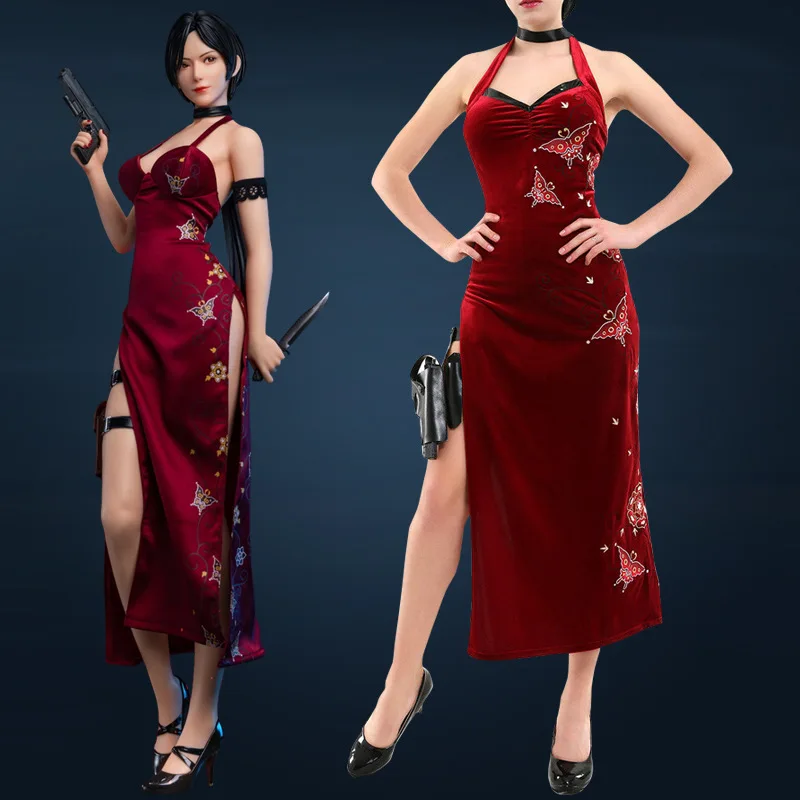 

Женский костюм для косплея Ada Wong, красное платье Чонсам с вышивкой