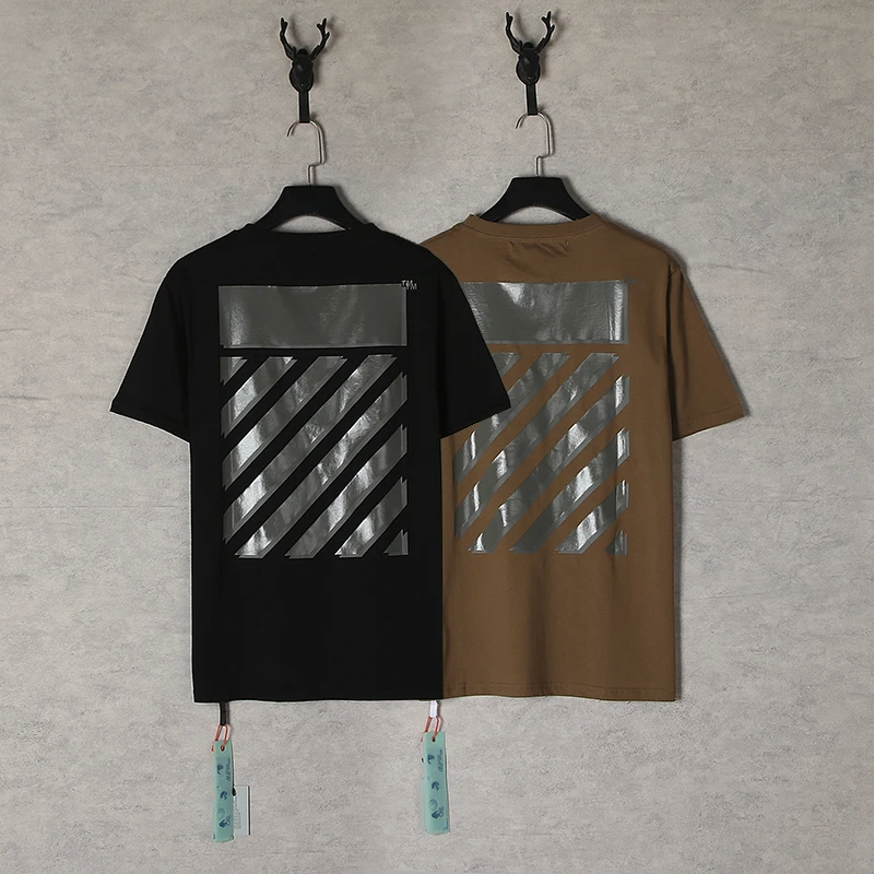 

2023 New spring and summer twill zebra crossing street half-sleeved loose men's and women's short-sleeved T-shirt pure cotton