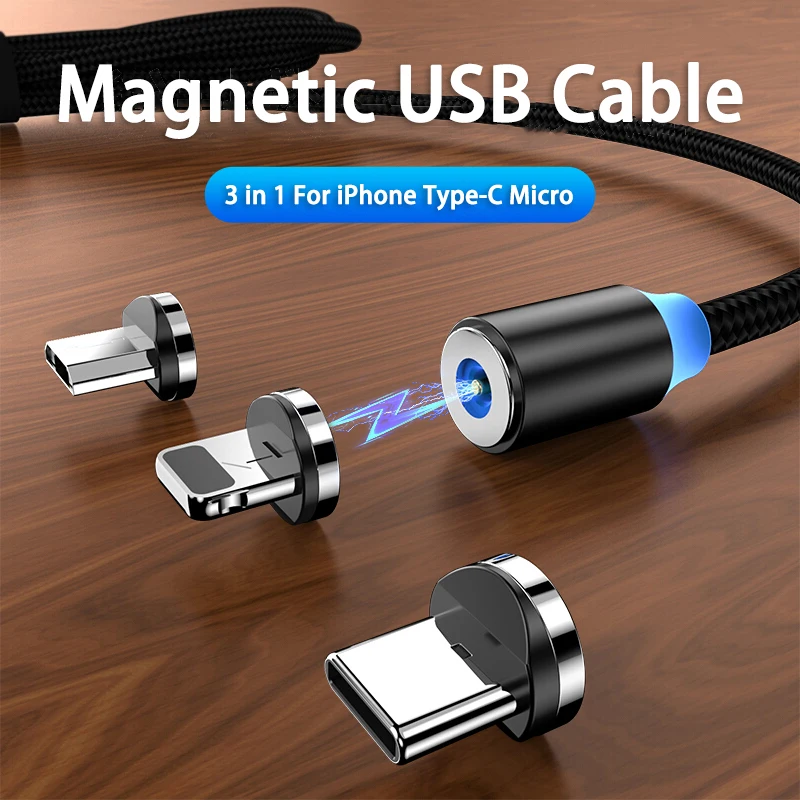 

Kebiss LED Magnetic USB Charging Cable Micro USB Type C Cable For iPhone 14 13 11 12 Pro Max For Xiaomi Phone Charger USB Cable