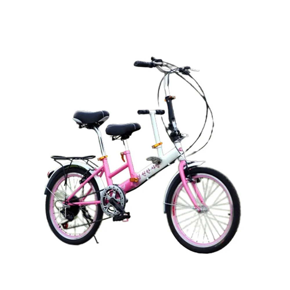 

20 Inches Bicycle Double Person Bike Mother And Son Foldable Carbon Steel Can Take Care Of Children Dual V Brake Vehicle