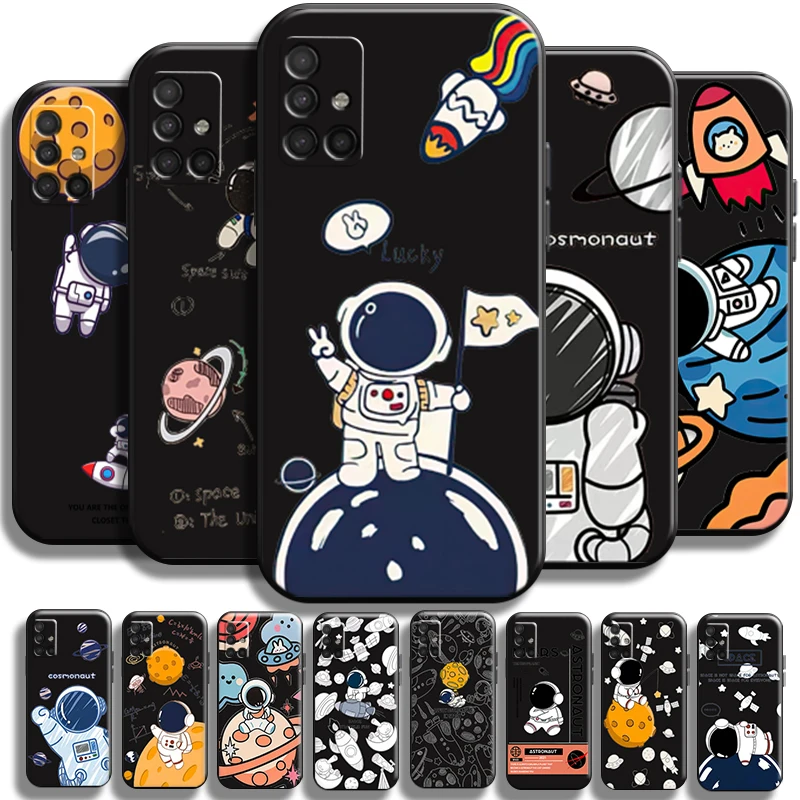 

Cute Cartooon Astronaut For Samsung Galaxy A51 A51 5G Phone Case Full Protection Back Coque Cases Liquid Silicon Shell TPU