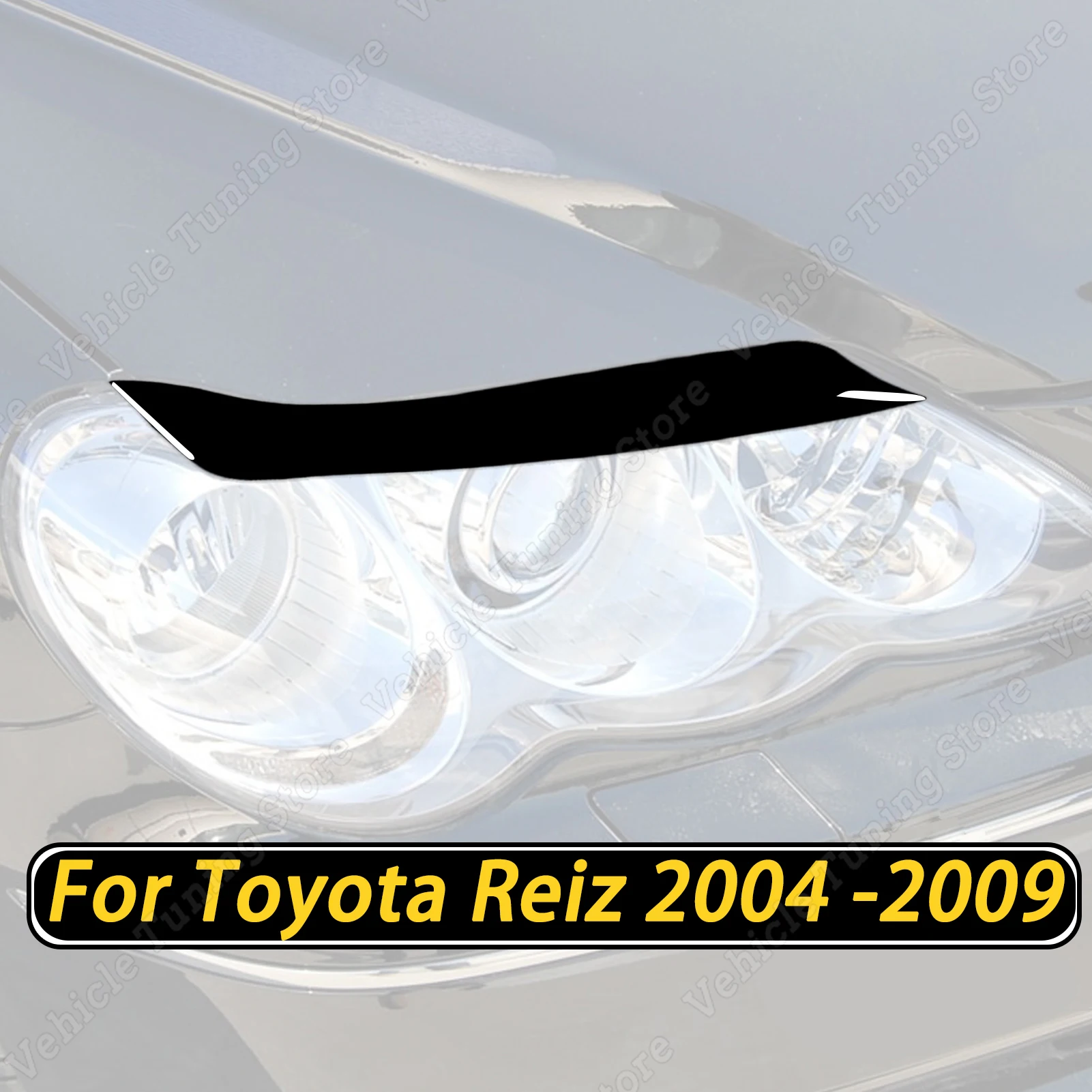 

For Toyota Reiz 2004 2005 2006 2007 2008 2009 2Pcs Car Front Headlight Eyebrow Eyelids Gloss Black Trim Stickers Accessories
