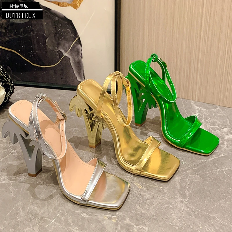 Ladies Sandals Women Pumps 2023 Super High Heels New In Fashion Buckle Strap Slides Square Toe Gladiator Female Shoes