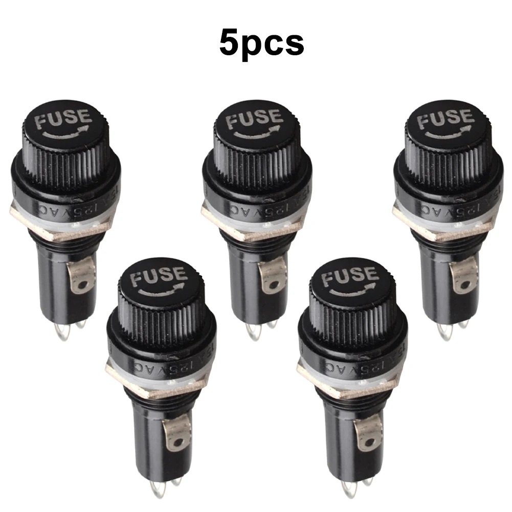 

5pcs Glass Fuse Holders 5x20mm 6x30mm Insurance Tube Socket Panel Mount Fuse For Motorcycles Trucks Cars 15A/125VAC 10A/250VAC