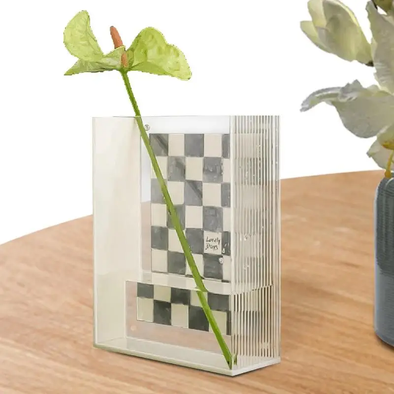 

Прозрачная акриловая ваза для цветов, декоративная акриловая ваза для цветов в эстетике, акриловая ваза для цветов, квадратная ваза для цве...