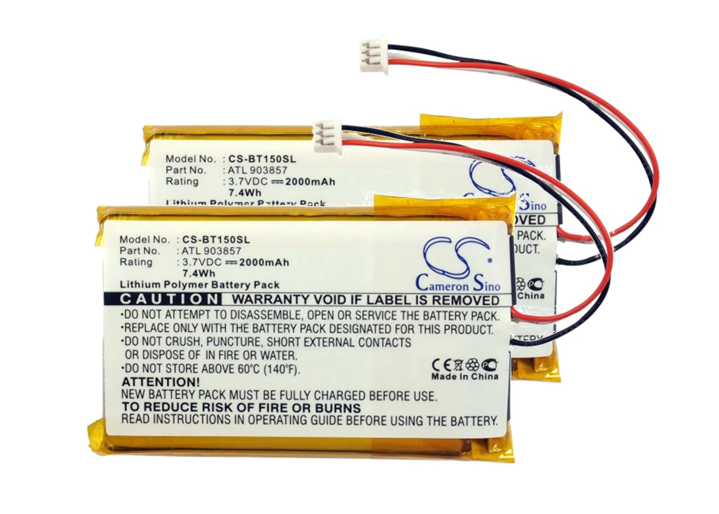 

2 упаковки, 2000 мА аккумулятор для Globalstar 11-TR151-LIB-TN1, Telenav TR-150 ATL903857, BP02-000540, GT920