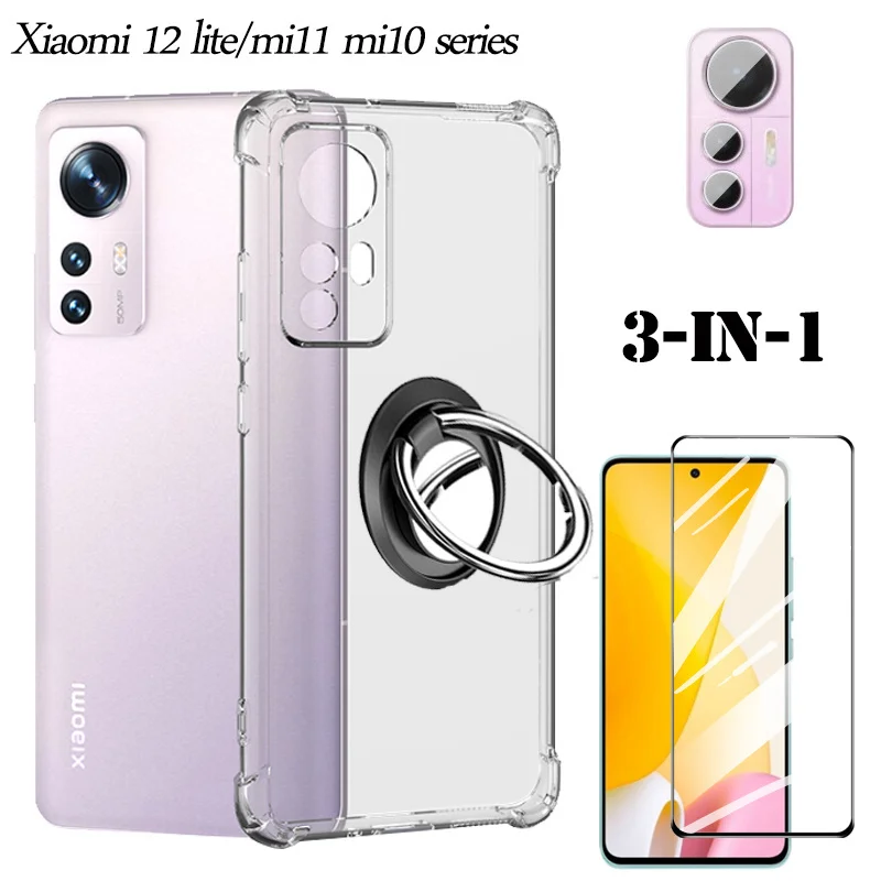 

ring soft silicone case for xiaomi 12 lite 5g glass for xiaomi12lite xiaomi 12 lite transparent airbag funda xiaomi 11t pro mi11i mi 11 lite 5g ne mi 10 10t pro mi12 lite 12lite back cover
