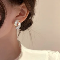 925 silver needle south korea simple inlaid rhinestones set ear buckle personality geometric ear stud personality earrings women
