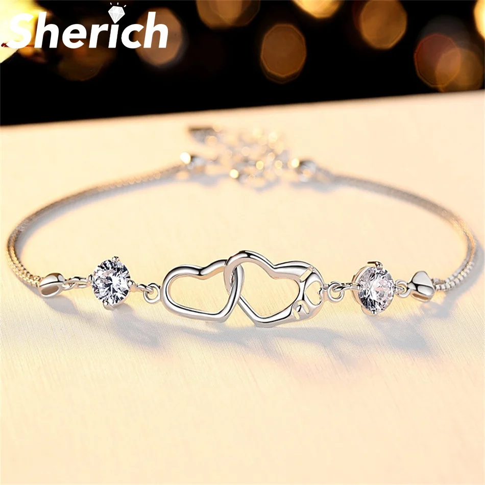 

Tbestone Heart Shape 0.5 Carat Moissanite Diamonds 100% 925 Sterling Silver Romantic Fashion Bracelet Women's Brand Fine Jewelry
