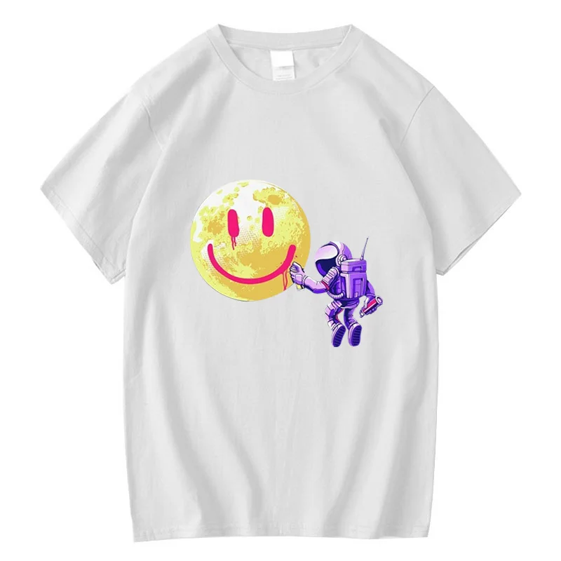 

Футболка мужская оверсайз, хлопок 100%, с принтом астронавта, Повседневная Свободная Удобная рубашка с коротким рукавом