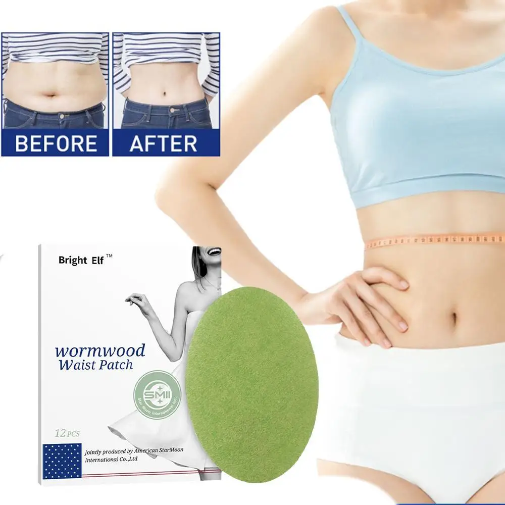 

12pcs/box Wormwood Waist Patch Natural Hot Compress Dehumidification Slimming Herbal Mugwort Moxibustion Belly Patches