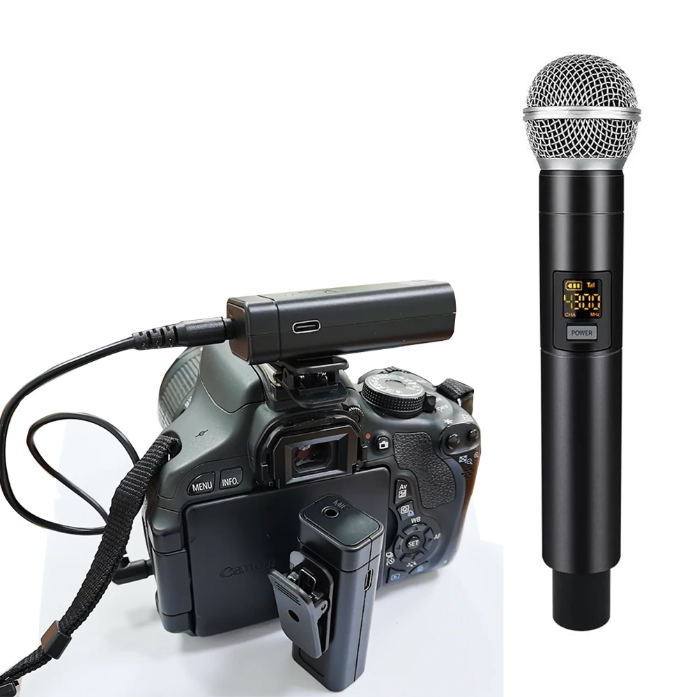 Wireless Handheld Microphone  Interview Studio Record Equipment 164 ft Range For Phones DSLR Cameras Live Recording