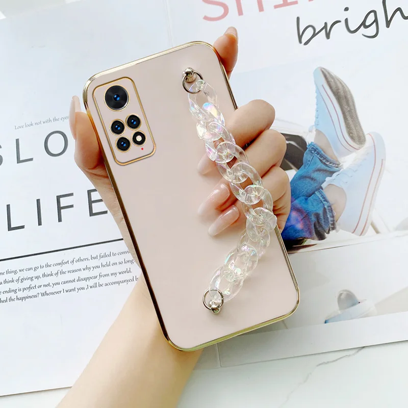 

Gradual Bracelet Electroplated Case for Xiaomi Redmi Note 11 11S 4G 5G 11T 11E Pro Plus 5G India Girls Wrist Chain Phone Case