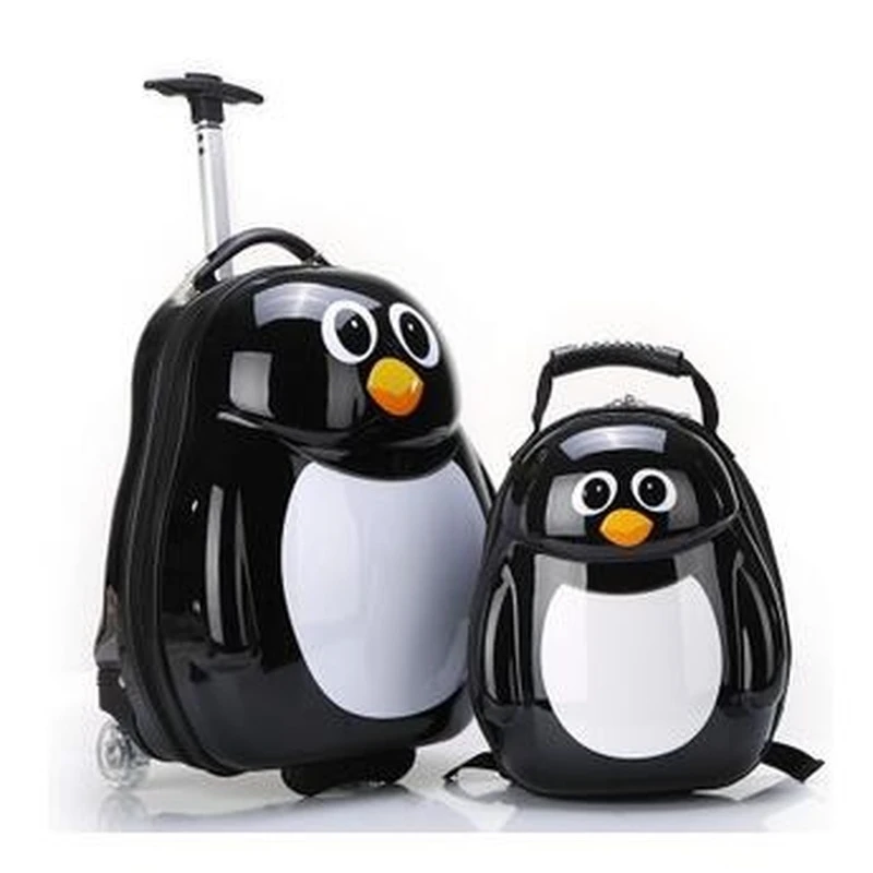 Cartoon Trolley Bag on Wheels  Kid's Travel Trolley Luggage Suitcase Kid Wheeled Travel Case Children Rolling Case with Backpack