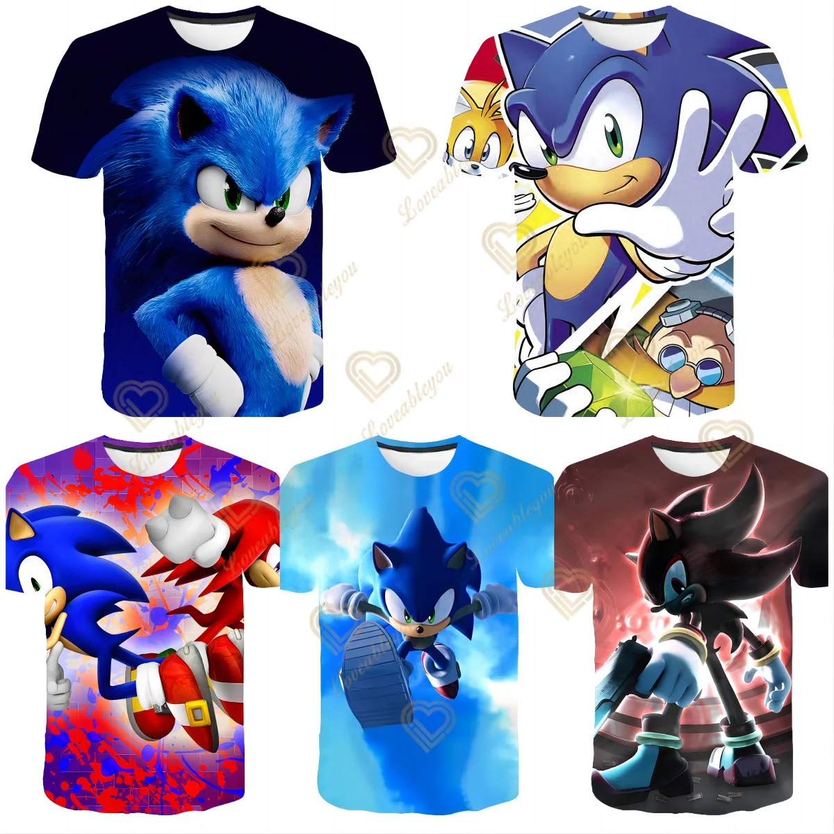 

Anime Men's Tshirt Jsonic Print Summer Cool Unisex sonic tee shirt Sleeve T Shirt Male Streetwear T-shirt
