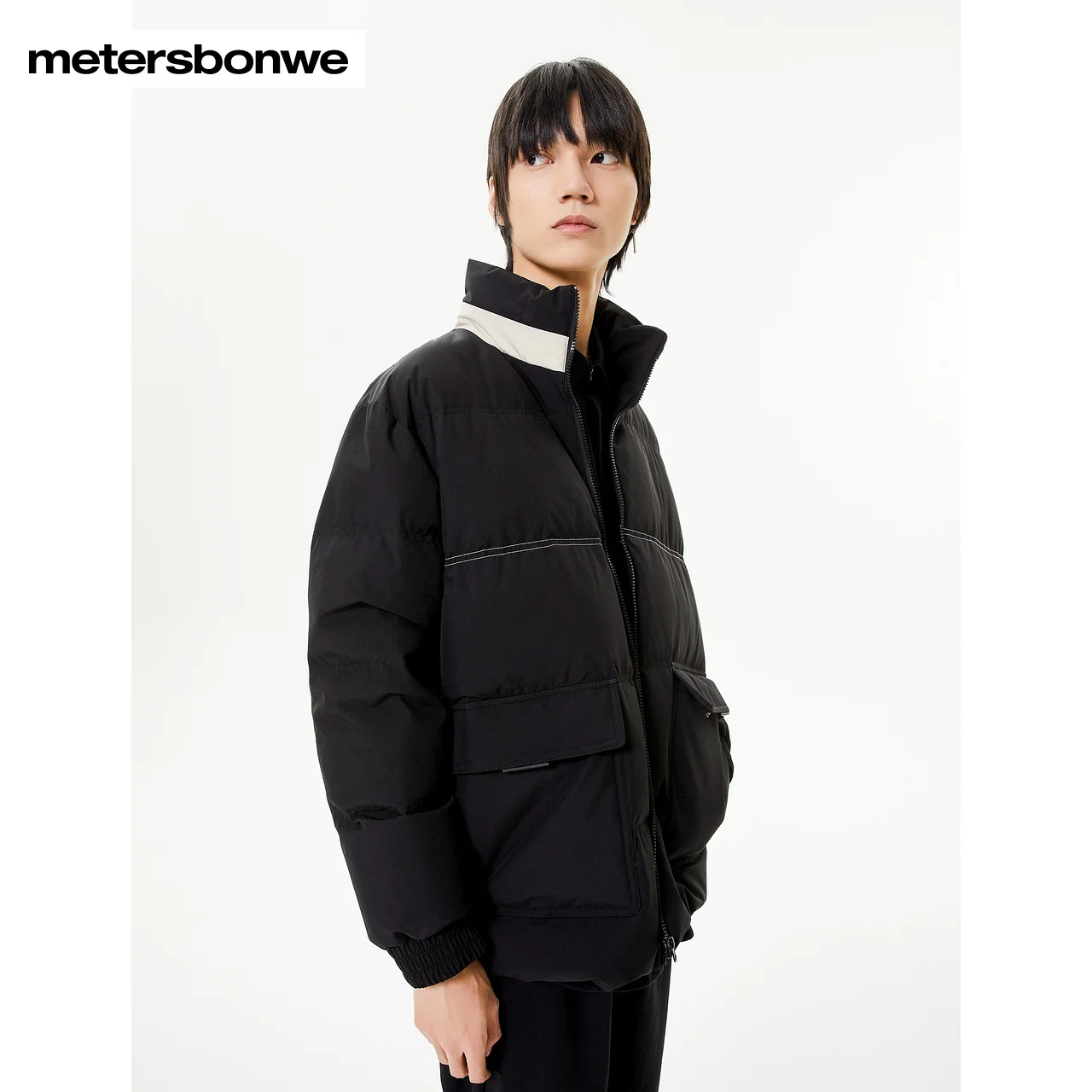 Metersbonwe Men Trend Stand Collar Cargo Pocket Down Wear Loose 80%Duck Down Neckline Of Camouflage Color Warm Wear Winter Down