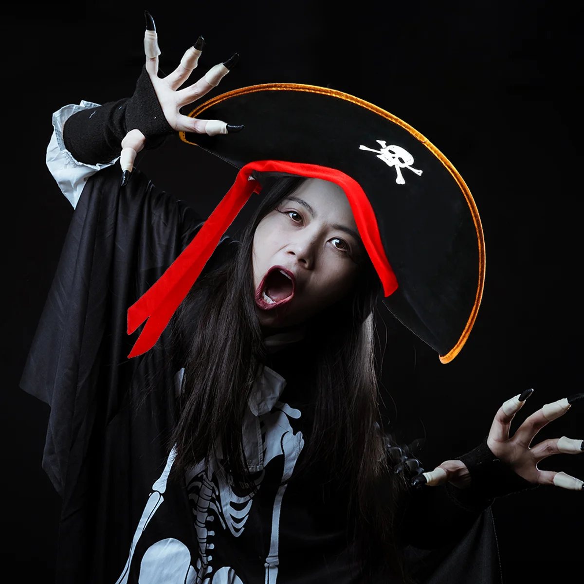 

3 Pcs Pirate Hat Set Kids Costume Halloween Cosplay Accessories Props Make Party Child