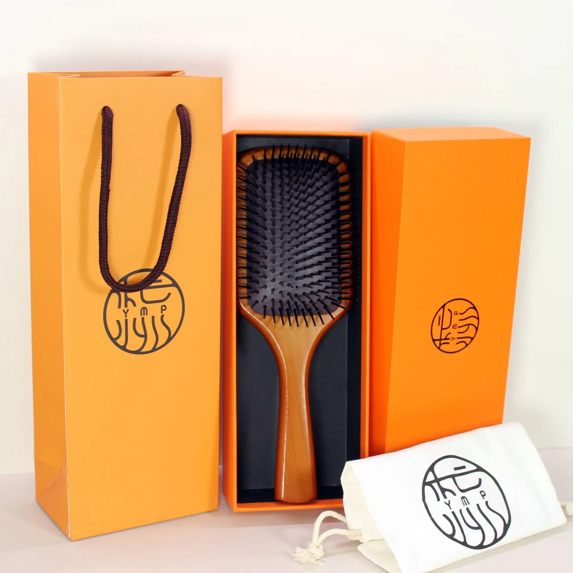 

Wooden Hair Brush Set Professional Massage Comb With Nylon Bristles Gift Package for Men and Women Health