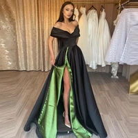 xijun gorgeous high side split satin prom dresses off the shoulder a line pleat ruched%c2%a0%c2%a0evening dress party gown