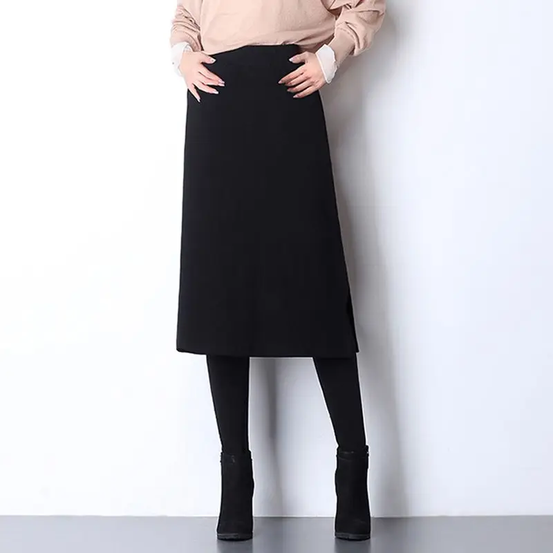 Толстые искусственные брюки-кюлоты на флисовой подкладке из двух частей. Женская