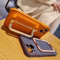 phone cover pearl square buckle phone case for iphone 11 12 13 pro max with stand phone case for iphone 13 12 pro max cover