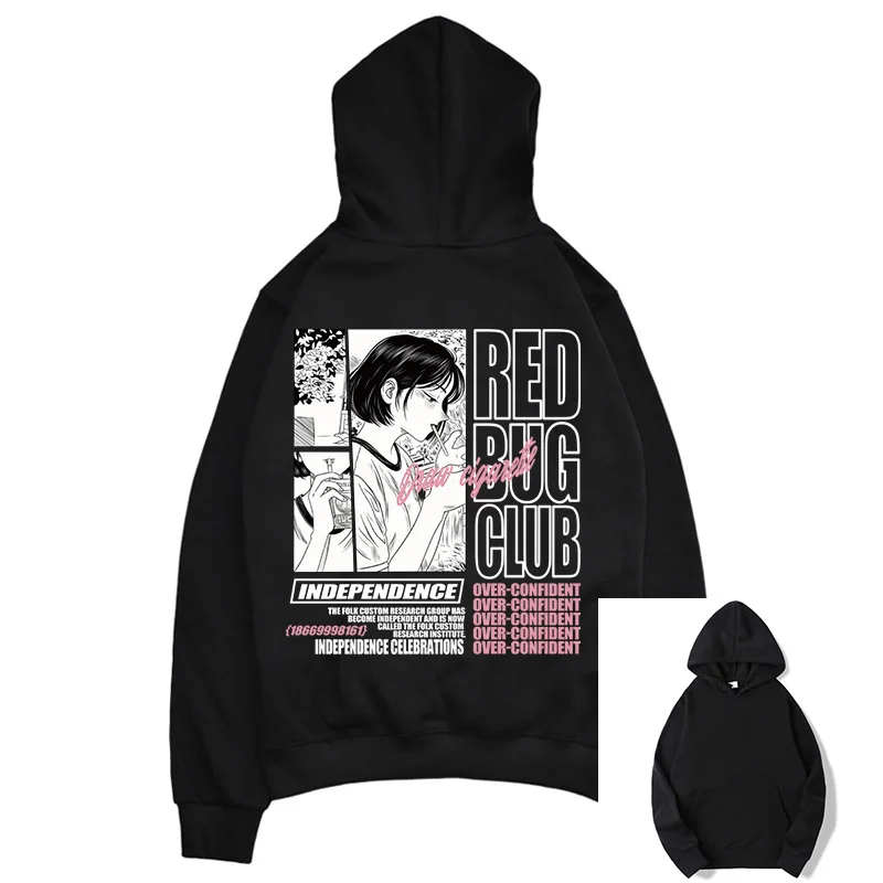 

2021 Spring and Autumn Pullover Hooded Sweater Fashion Japanese Anime Printed Cotton For Women's All-match Long-sleeved Sweater