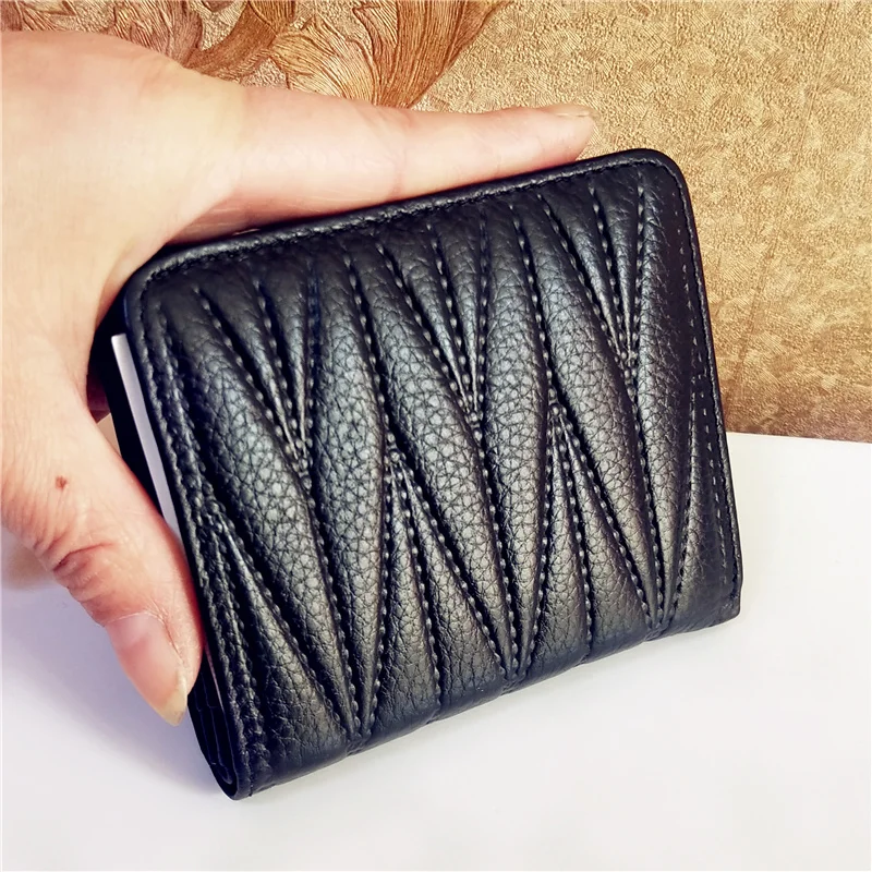 

Women's Bifold Purses Slim Wallets Woman Soft Genuine Leather Walet Credit Card Brand Diamond Lattice Designer Short Coin Purse
