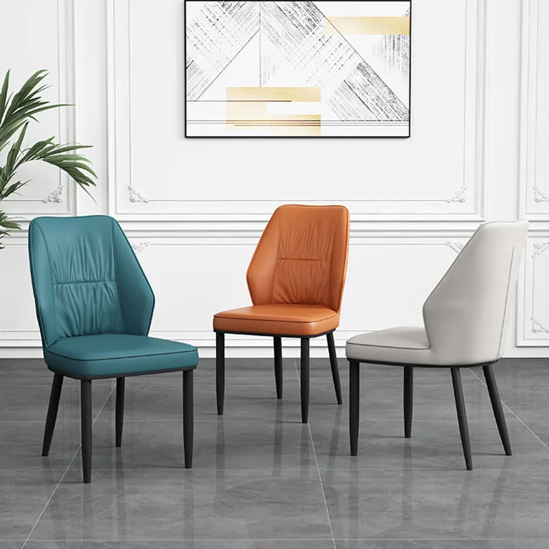 S Blue Leather Nordic Living Dining Chairs European Luxury Chaise Design China Style Furniture
