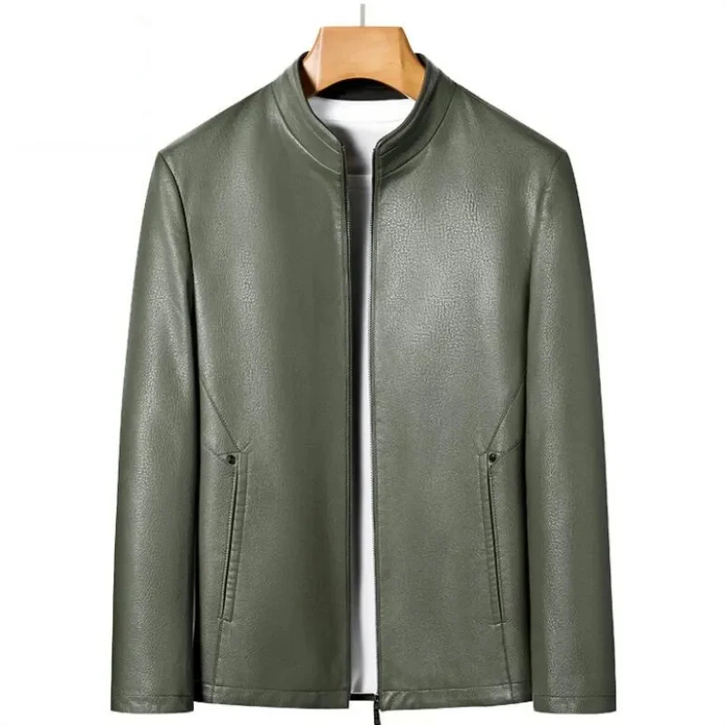 

Куртка мужская с воротником-стойкой, тонкая из натуральной кожи, с бархатной подкладкой, для молодежи, осень-весна