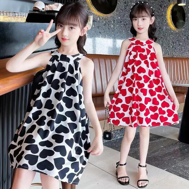 Платье для девочек, Новинка лета 2023, модное корейское платье принцессы для девочек, свободное детское платье, платья для девочек с цветами на свадьбу 14 лет