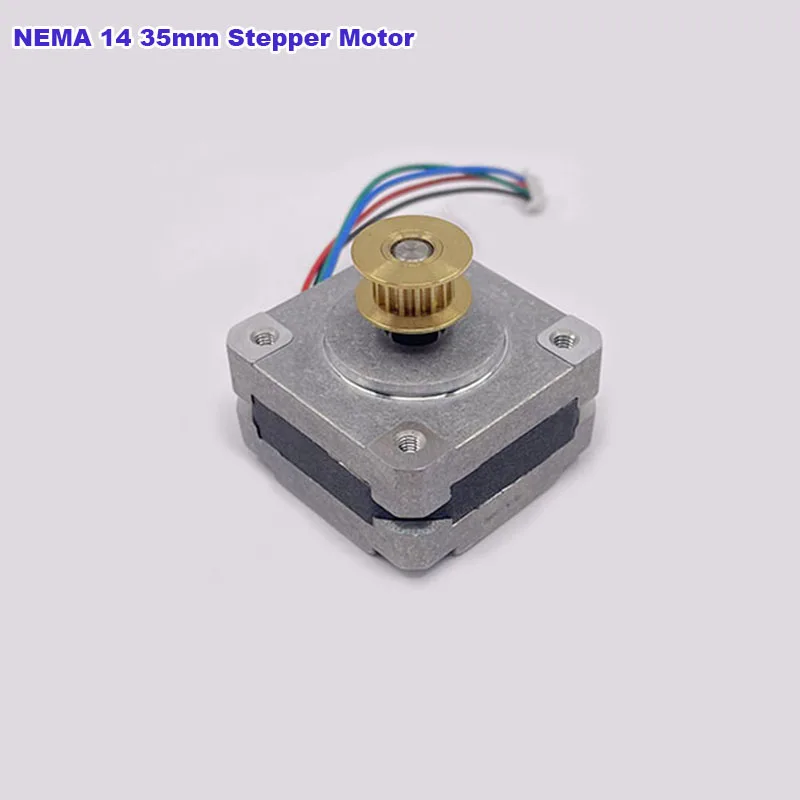 

NEMA 14 0,9 градусов 35 мм 2-фазный 4-проводной шаговый двигатель с валом 5 мм, шкив для 3D-принтера, гравировальный станок с ЧПУ